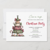 Invitation de fête mignonne et drôle de Noël en fo (Devant)