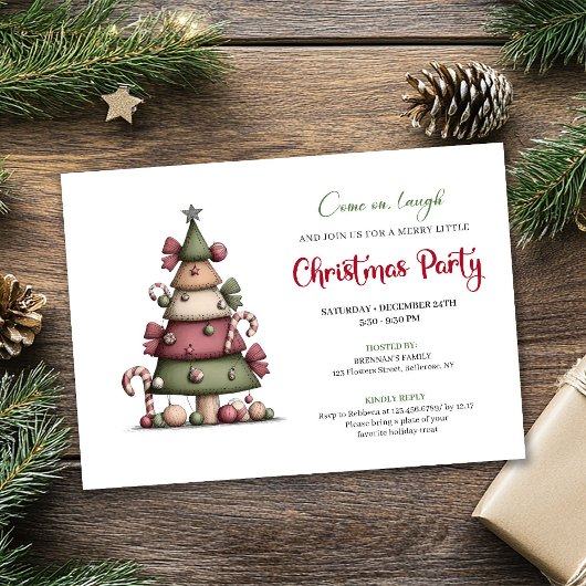 Invitation de fête mignonne et drôle de Noël en fo