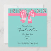 Invitation de fête modèle rose bleu sarcelle diama (Dos)