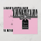 Invitation de fête modèle Zèbre Rose (Devant / Derrière)