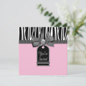 Invitation de fête modèle Zèbre Rose (Debout devant)