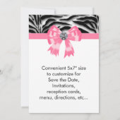 Invitation de fête modèle Zèbre Rose (Dos)