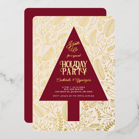 Invitation de fête moderne de Noël avec arbre de N (Recto/Verso)