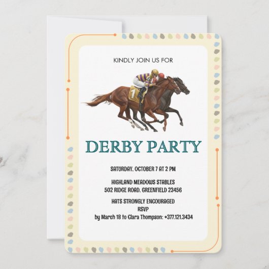 Invitation de fête moderne pour les courses de che (Devant)