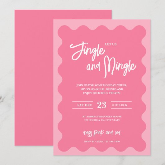 Invitation de fête moderne rose pour les fêtes de (Devant / Derrière)