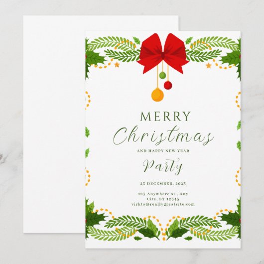 Invitation de fête modifiable | Noël (Devant / Derrière)