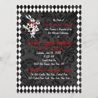 Invitation de fête noire Alice au pays des merveil