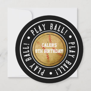 Invitation de fête noire Vintage Baseball JOUER BA
