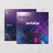 Invitation de fête notes de musique bleues (Devant / Derrière)