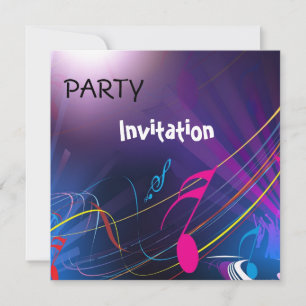 Invitation de fête notes de musique bleues