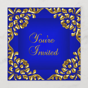 Invitation de fête Or Bleu Royal Toutes occasions