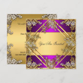 Invitation de fête or et violet pour toutes occasi (Devant / Derrière)