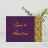 Invitation de fête Or et Violet profond (Debout devant)