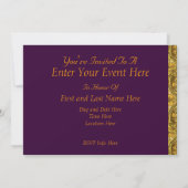Invitation de fête Or et Violet profond (Dos)