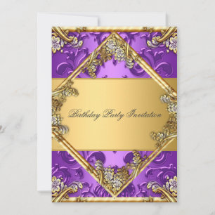 Invitation de fête or violet pour toute occasion o