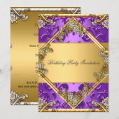 Invitation de fête or violet pour toutes occasions (Devant / Derrière)
