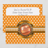Invitation de fête ornée d'Orange (Devant / Derrière)