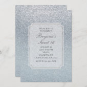 Invitation de fête pailletée argent de conte de fé (Devant / Derrière)