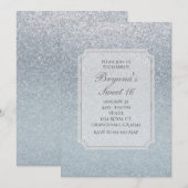 Invitation de fête pailletée d'argent de conte de  (Devant / Derrière)