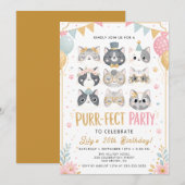 Invitation de fête parfaite pour Kitty pour filles (Devant / Derrière)