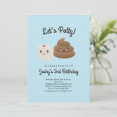 Invitation de fête personnalisée Kawaii Caca & PQ  (Debout devant)