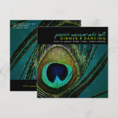 Invitation de fête photo élégante avec plume de pa (Devant / Derrière)