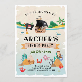 Invitation de fête pirate, Anniversaire pirate