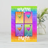 Invitation de fête Pop Art MARTINIS (5X7) (Debout devant)