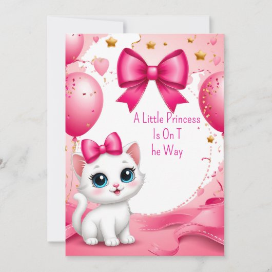 Invitation de fête pour bébé : adorable chaton 🐱 (Devant)
