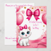 Invitation de fête pour bébé : adorable chaton 🐱 (Devant / Derrière)