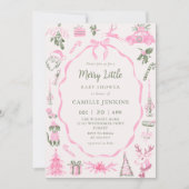 Invitation de fête pour bébé rose joyeuse (Devant)