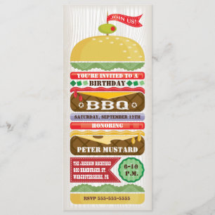 Invitation de fête pour hamburger BBQ empilé