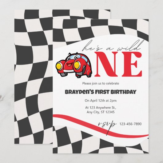 Invitation de fête pour le Fou du Volant (Devant / Derrière)