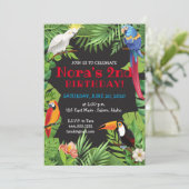 Invitation de fête pour oiseaux tropicaux (Debout devant)