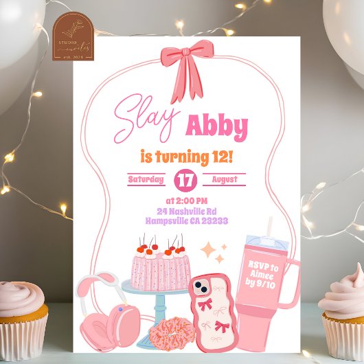 Invitation de fête pour pré-adolescente de style G