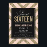 Invitation de fête pour un anniversaire de seize a<br><div class="desc">Célébrez cet événement en envoyant cette invitation de fête pour Sweet Sixteen amusante et élégante. Cette invitation présente beaucoup de paillettes et de brillants avec juste une touche de rose crémeux. Il y a un joli motif de paillettes au dos qui donne à cette invitation une touche supplémentaire spéciale. La...</div>