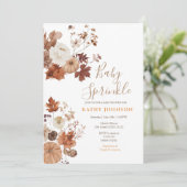 Invitation de fête prénatale bébé automne florale  (Debout devant)