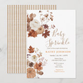 Invitation de fête prénatale bébé automne florale  (Devant / Derrière)