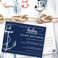 Invitation de fête prénatale nautique ancrée Carte