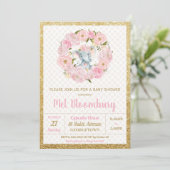 Invitation de fête prénatale pour bébé fille éléph (Debout devant)