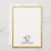 Invitation de fête prénatale pour bébé fille éléph (Dos)