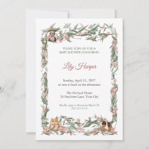Invitation de fête prénatale pour fille Peachbloom