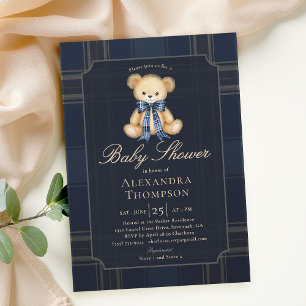 Invitation de fête prénatale pour garçon avec ours