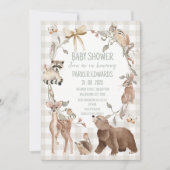 Invitation de fête prénatale rustique beige forêt (Devant)