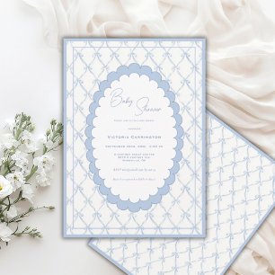 Invitation de fête prénatale vintage avec nœuds bl