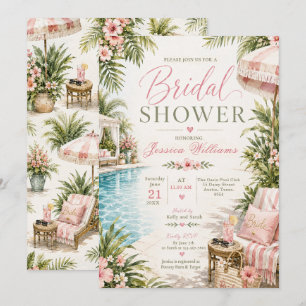 Invitation de fête prénuptiale au bord de la pisci