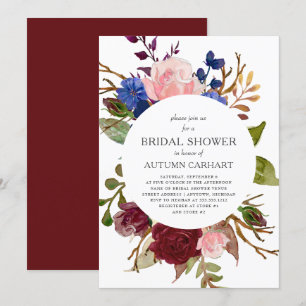 Invitation de fête prénuptiale cercle floral rose 