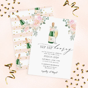 Invitation de fête prénuptiale Champagne Sip Sip H