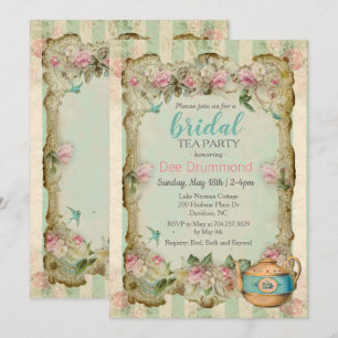 Invitation de fête prénuptiale de thé de style rét