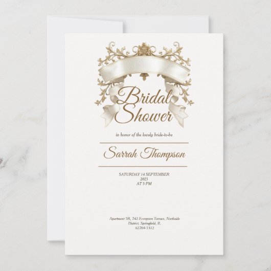 Invitation de fête prénuptiale royale dorée (Devant)
